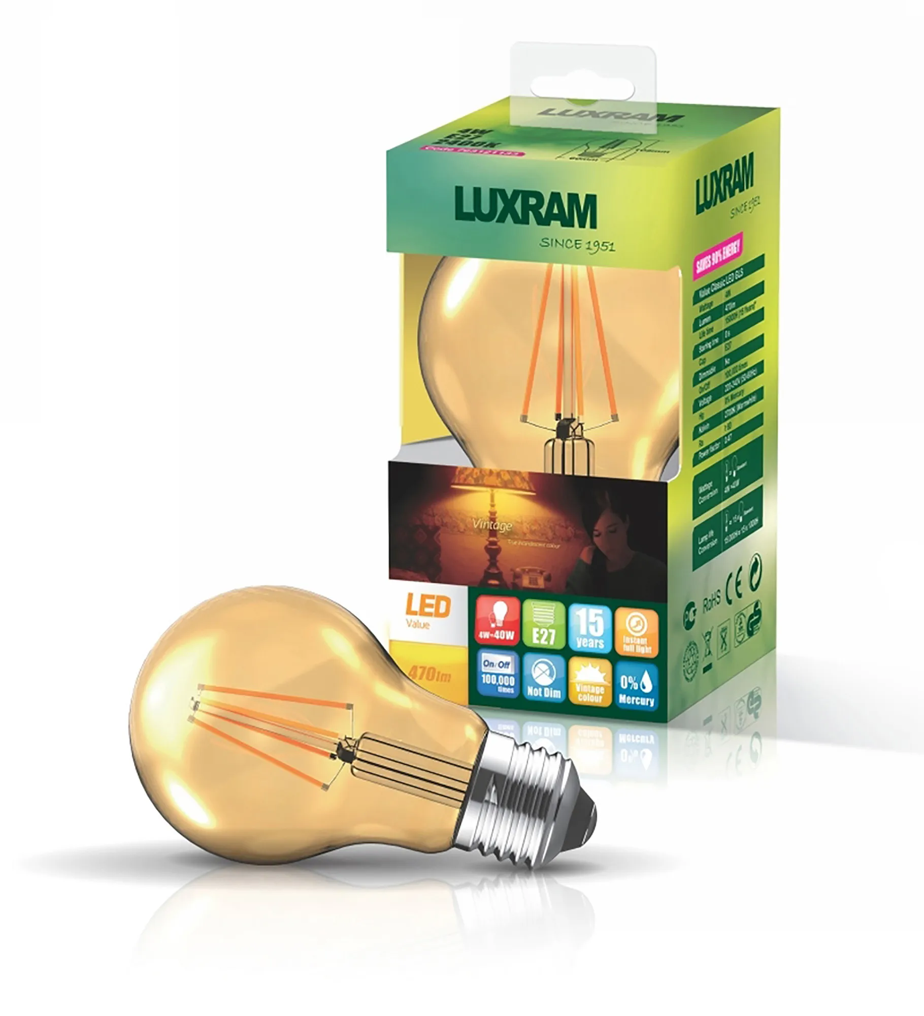 Value Vintage LED Lamps Luxram GLS